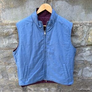 Peter Millar Vest Mens Large Blue Purple Reversible Full Zip Quilted Pockets